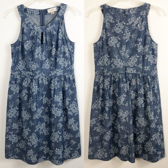 LOFT Dresses & Skirts - Ann Taylor LOFT Floral Chambray Keyhole Dress